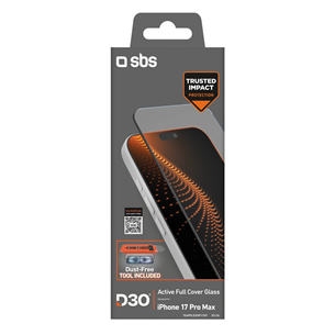 SBS D3O Screen Protector with Applicator, iPhone 17 Pro Max, black - Screen protector