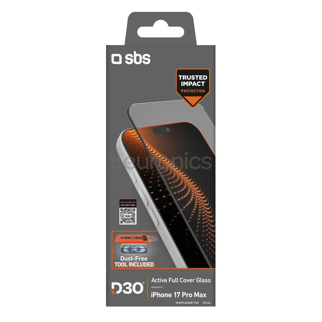 SBS D3O Screen Protector with Applicator, iPhone 17 Pro Max, black - Screen protector