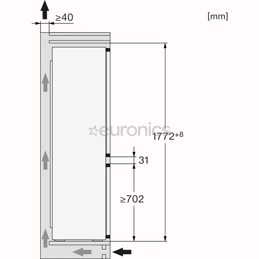 Miele, NoFrost, 260 L, height 178 cm - Built-in refrigerator