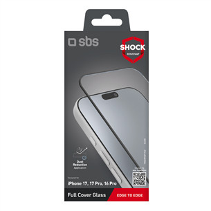 SBS Full Cover Glass Screen Protector, iPhone 17/17 Pro/16 Pro, black - Screen protector