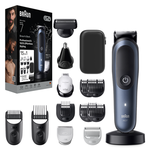 Braun All-in-One, Seeria 7, 15-ühes, tumesinine - Trimmeri komplekt