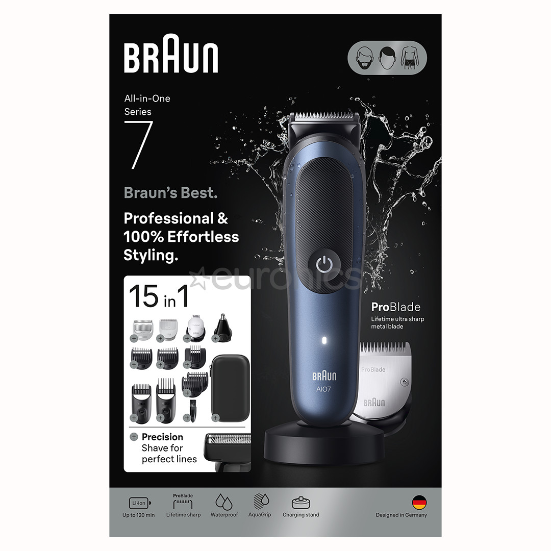 Braun All-in-One, Seeria 7, 15-ühes, tumesinine - Trimmeri komplekt