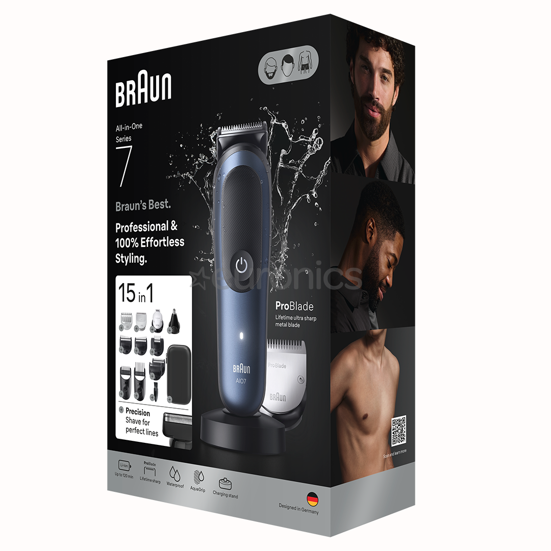 Braun All-in-One, Seeria 7, 15-ühes, tumesinine - Trimmeri komplekt