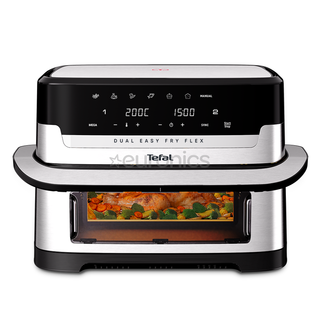 Tefal Dual Easy Fry Flex, 2700 W, 9 L, roostevaba teras/must - Kuumaõhufritüür