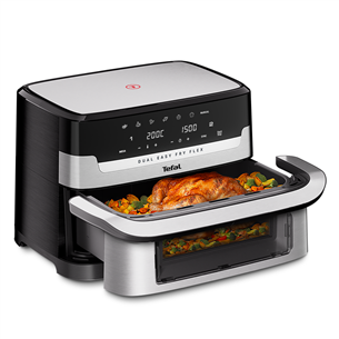 Tefal Dual Easy Fry Flex, 2700 W, 9 L, roostevaba teras/must - Kuumaõhufritüür