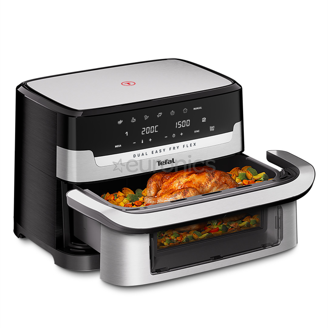 Tefal Dual Easy Fry Flex, 2700 Вт, 9 л, нерж. сталь/черный - Аэрогриль