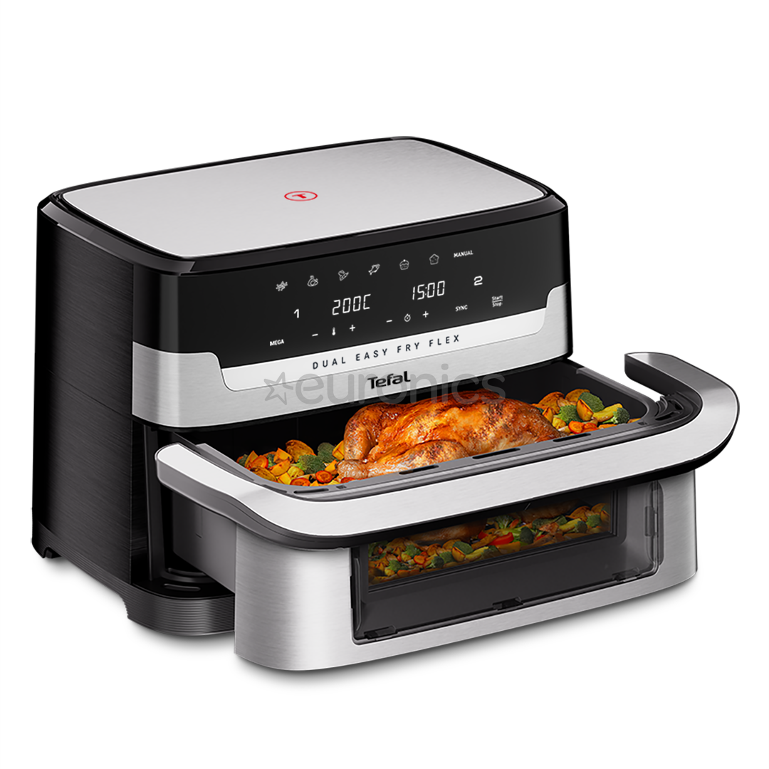 Tefal Dual Easy Fry Flex, 2700 W, 9 L, roostevaba teras/must - Kuumaõhufritüür