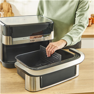 Tefal Dual Easy Fry Flex, 2700 Вт, 9 л, нерж. сталь/черный - Аэрогриль