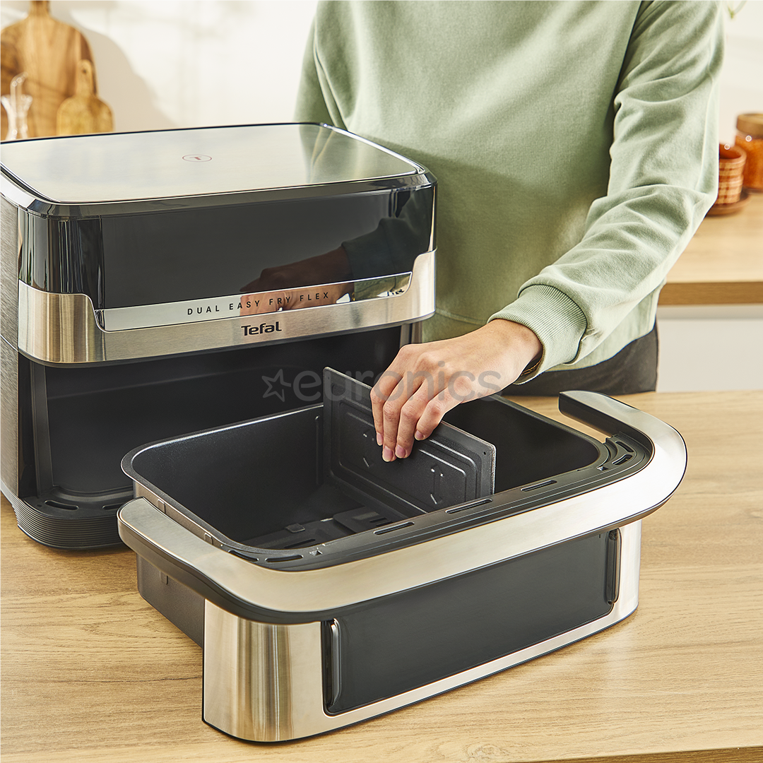 Tefal Dual Easy Fry Flex, 2700 W, 9 L, roostevaba teras/must - Kuumaõhufritüür