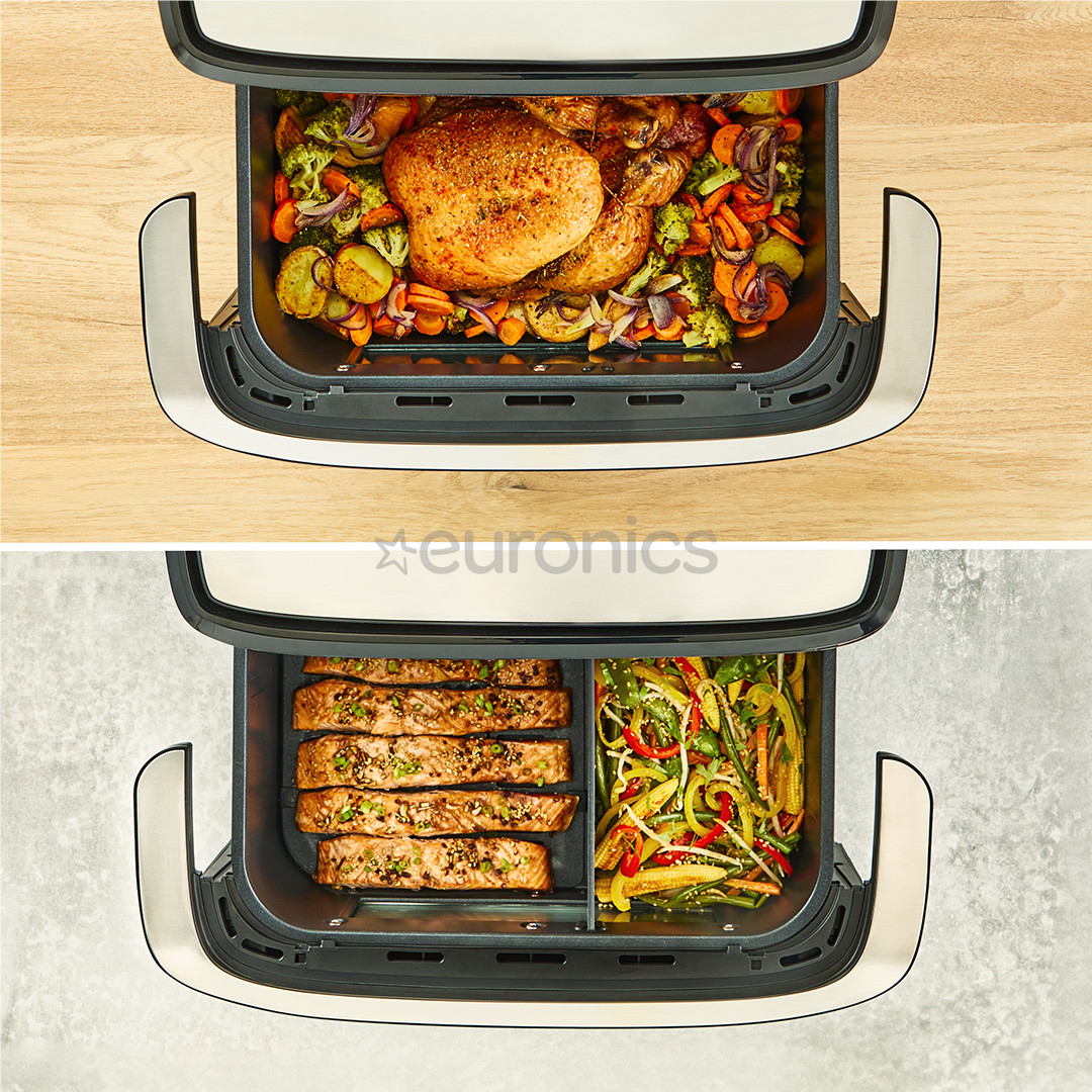 Tefal Dual Easy Fry Flex, 2700 Вт, 9 л, нерж. сталь/черный - Аэрогриль