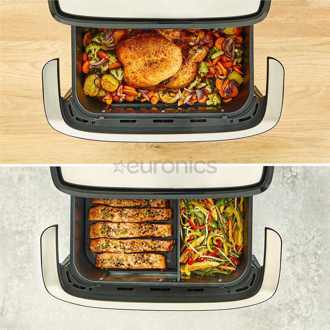 Tefal Dual Easy Fry Flex, 2700 W, 9 L, roostevaba teras/must - Kuumaõhufritüür