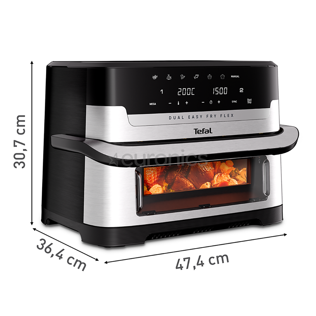 Tefal Dual Easy Fry Flex, 2700 W, 9 L, roostevaba teras/must - Kuumaõhufritüür