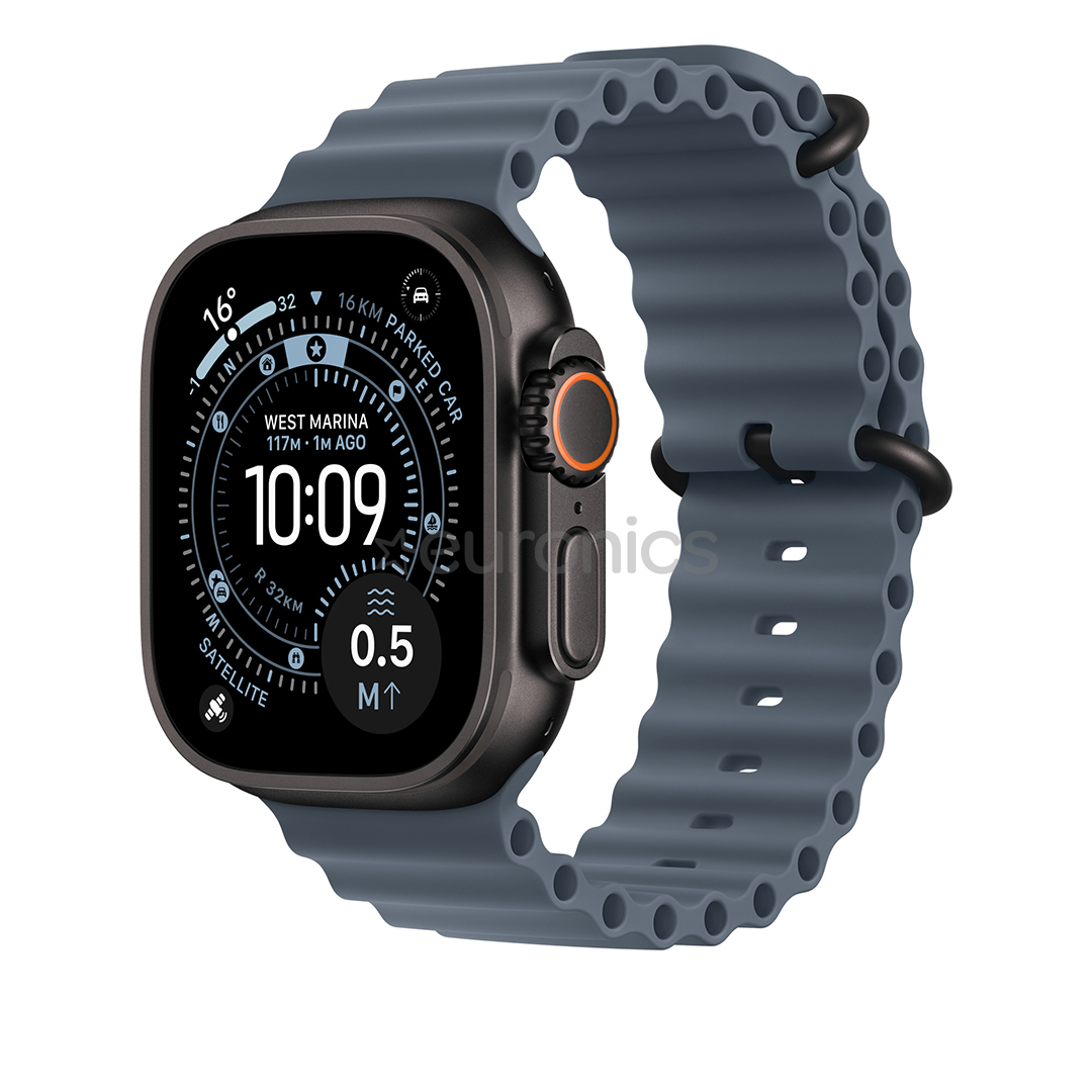 Apple Ocean Band, 49 mm, must titaan, sinine - Kellarihm