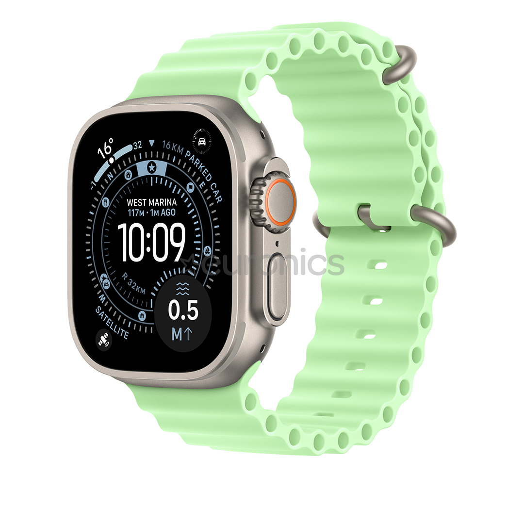 Apple Ocean Band, 49 mm, loomulik titaan, roheline - Kellarihm