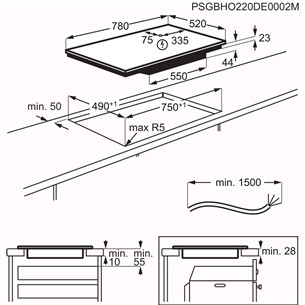 Electrolux 600 SaphirMatt SE® Bridge Hob2Hood, laius 80 cm, must - Integreeritav induktsioonpliidiplaat