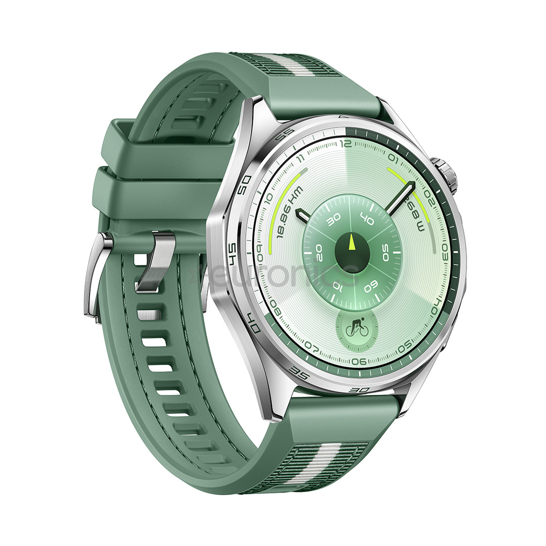 Huawei Watch GT6, 46 mm, woven strap, stainless / green - Smart watch
