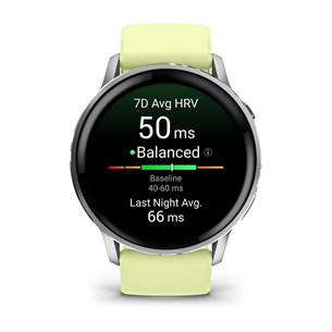 Garmin Venu 4, 45 mm, hõbe / kollane - Spordikell