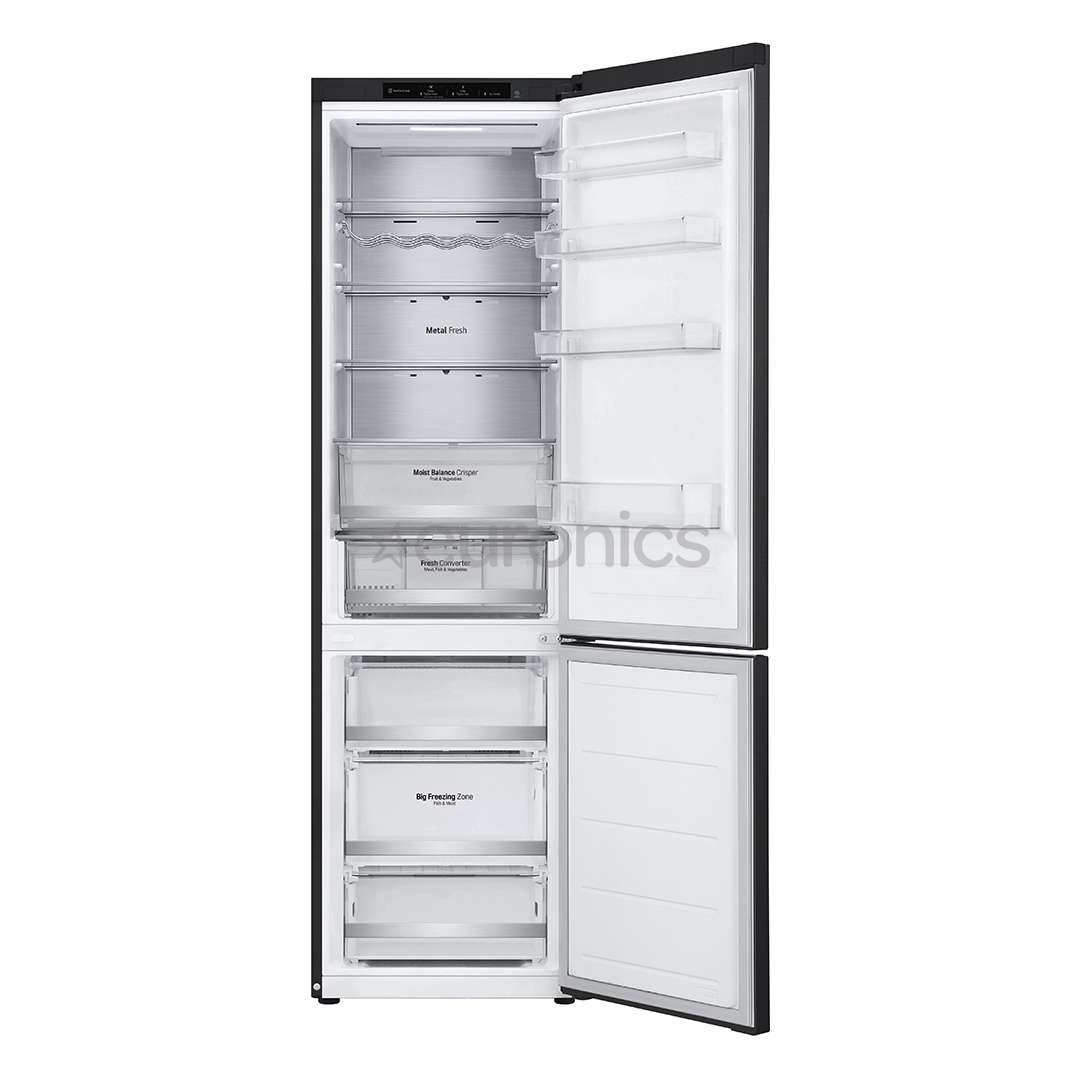 LG, NoFrost, 387 л, высота 203 см, черный - Холодильник