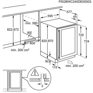 Electrolux 500 Series, 52 bottles, height 82 cm, black - Built-in Wine Cooler
