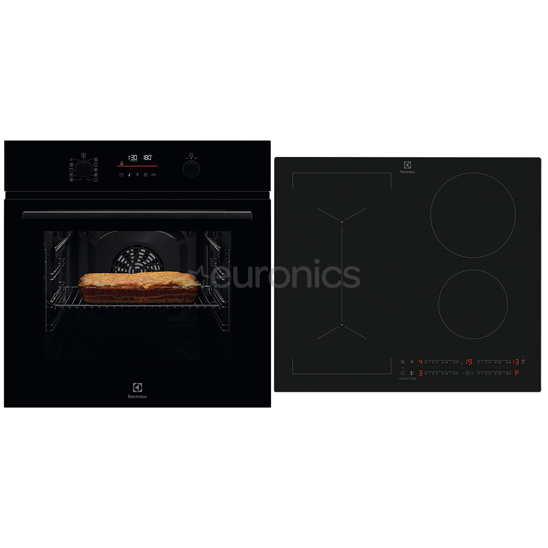 Electrolux, 65 L, black - Built-in oven + induction hob