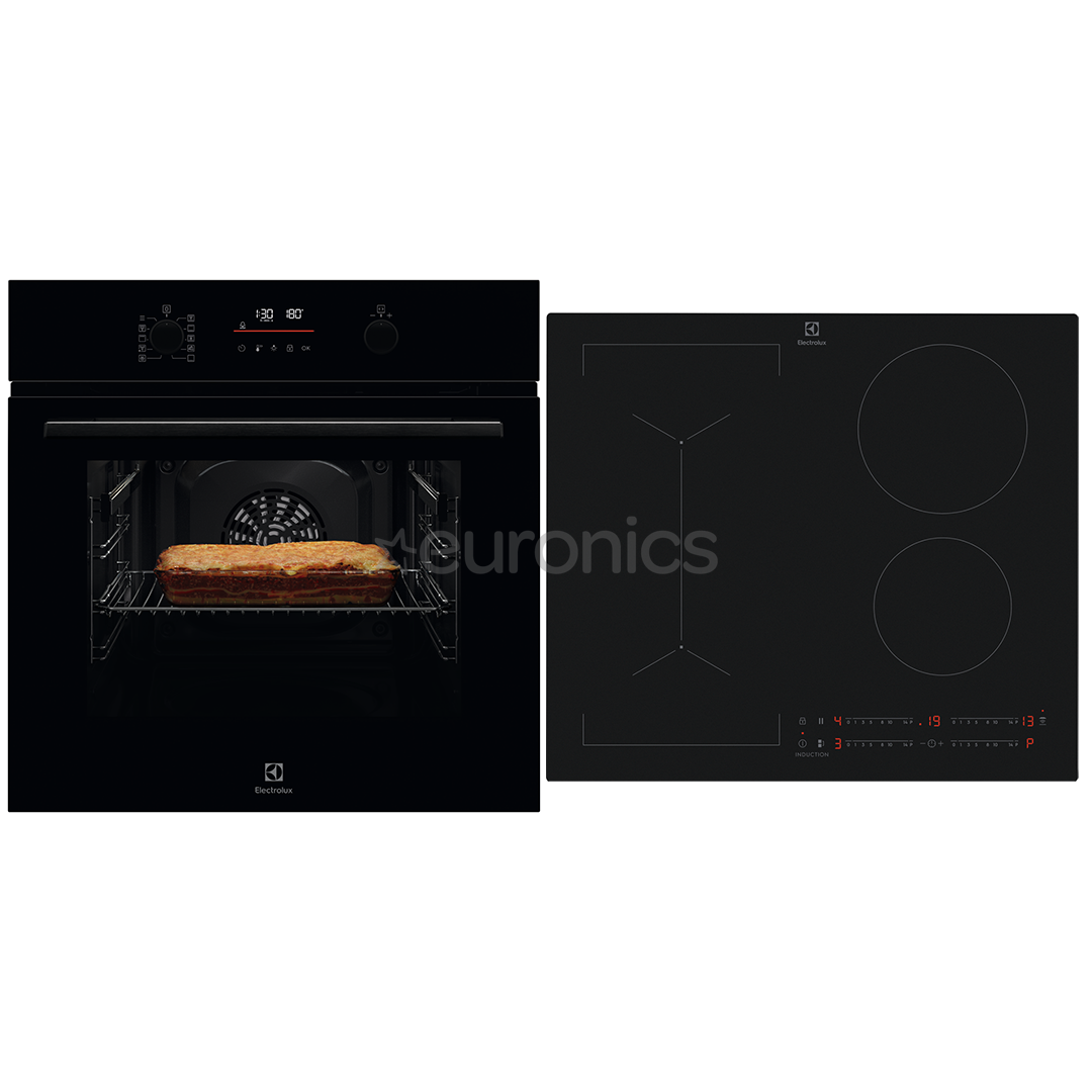 Electrolux, 65 L, black - Built-in oven + induction hob