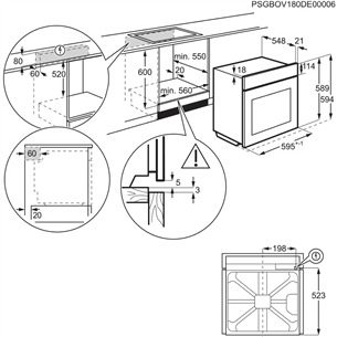 Electrolux, 72 L, must - Integreeritav ahi + induktsioonpliidiplaat