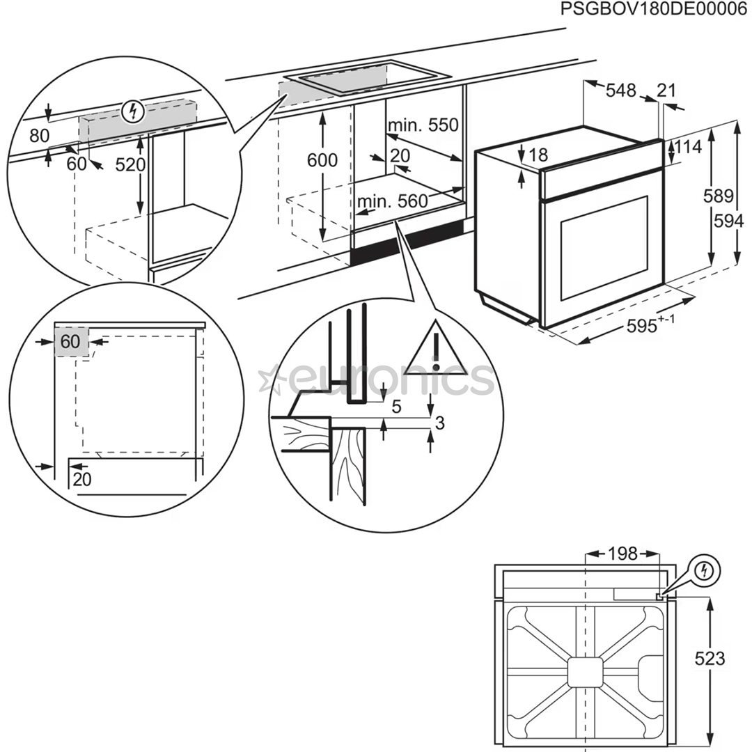 Electrolux, 72 L, must - Integreeritav ahi + induktsioonpliidiplaat