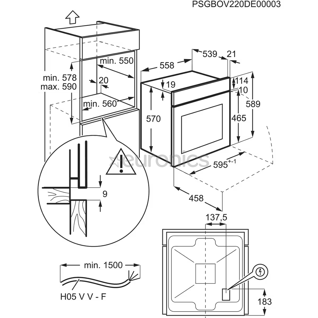 Electrolux, 65 L, must - Integreeritav ahi + induktsioonpliidiplaat