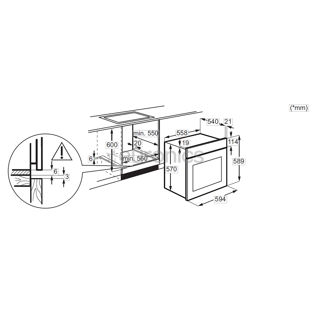 Electrolux, 65 L, must - Integreeritav ahi + induktsioonpliidiplaat