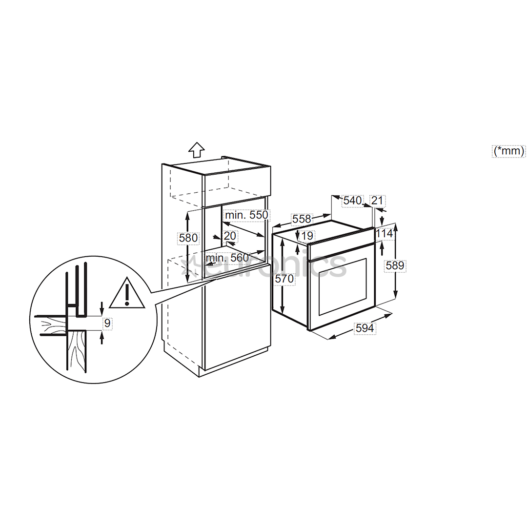Electrolux, 65 L, must - Integreeritav ahi + induktsioonpliidiplaat