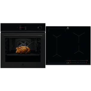 Electrolux, 72 L, black - Built-in oven + induction hob