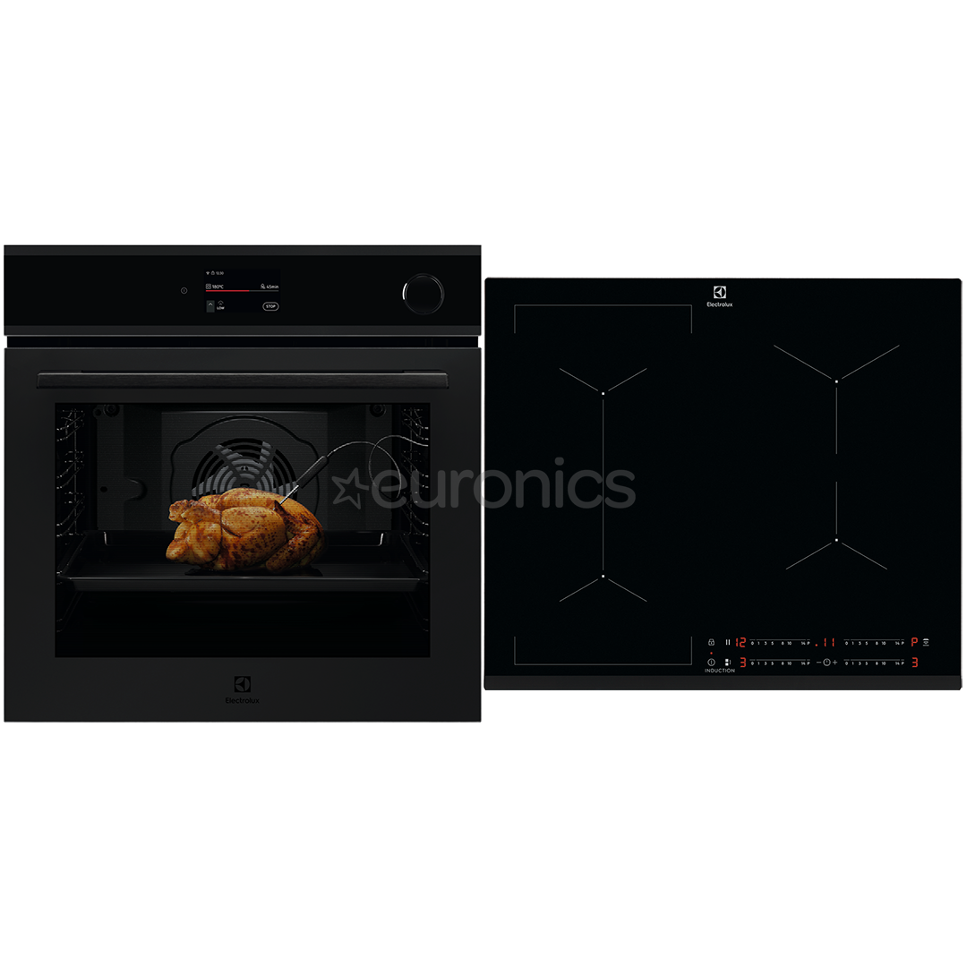 Electrolux, 72 L, black - Built-in oven + induction hob