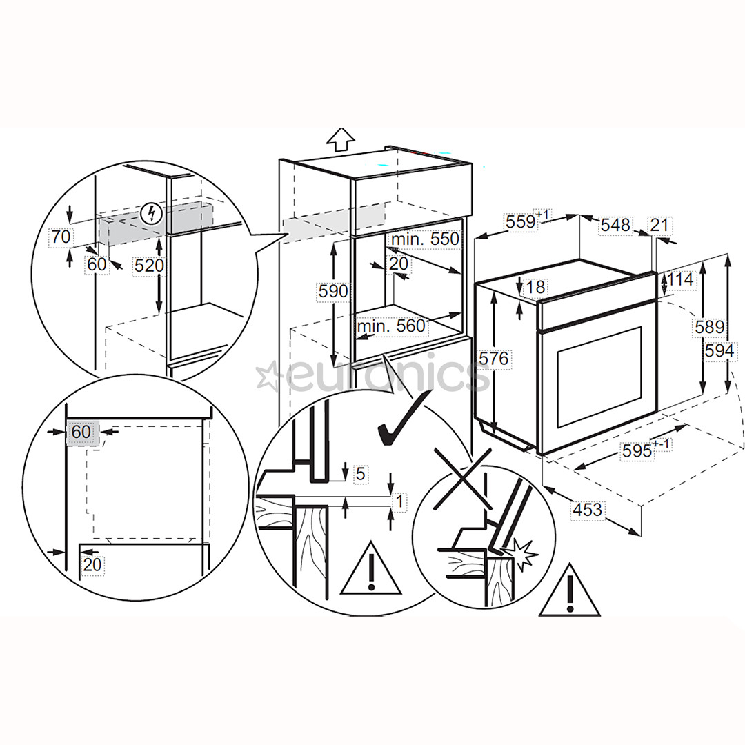 Electrolux, 72 л, черный - Интегрируемый духовой шкаф + индукционная варочная панель