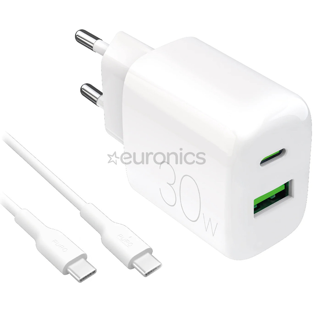Puro Pro Lite Charger + USB-C cable, 30W, valge - Laadija