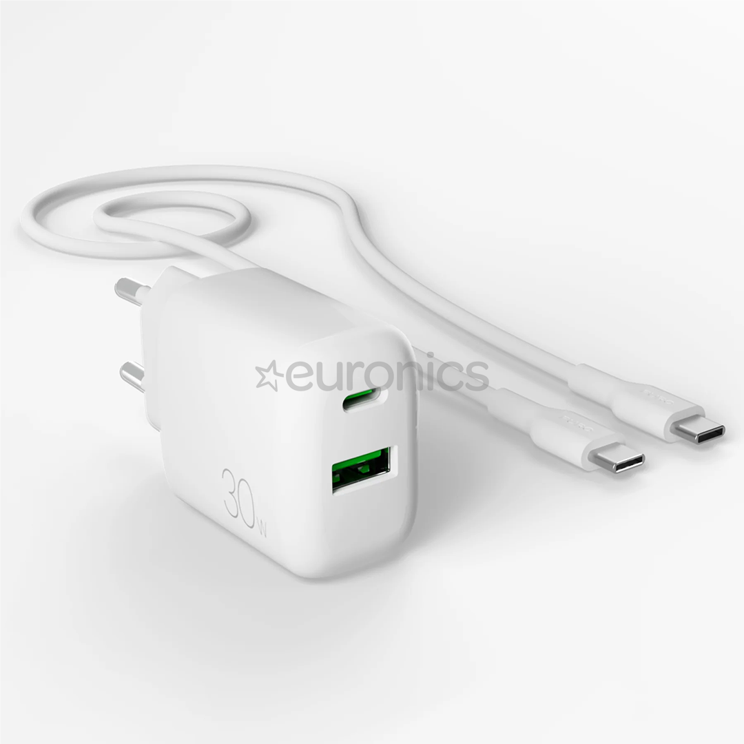 Puro Pro Lite Charger + кабель USB-C, 30 Вт, белый - Зарядное устройство