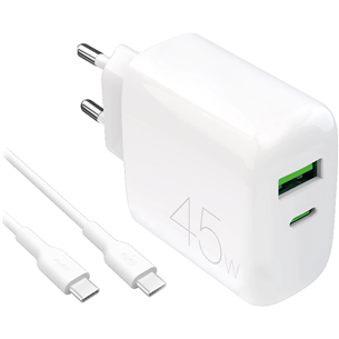Puro Pro Lite Charger + USB-C cable, 45 W, valge - Laadija PUTCUSBAC45WDYKCCWHI
