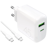 Puro Pro Lite Charger + USB-C cable, 45 W, valge - Laadija