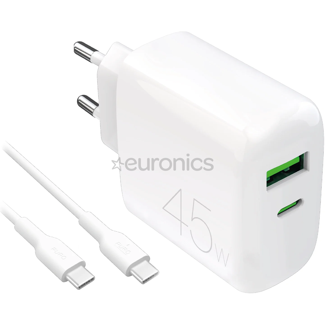 Puro Pro Lite Charger + USB-C cable, 45 W, valge - Laadija