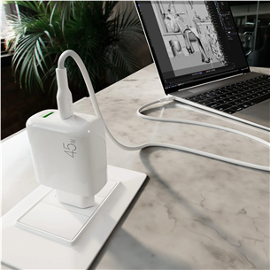 Puro Pro Lite Charger + USB-C cable, 45 W, valge - Laadija