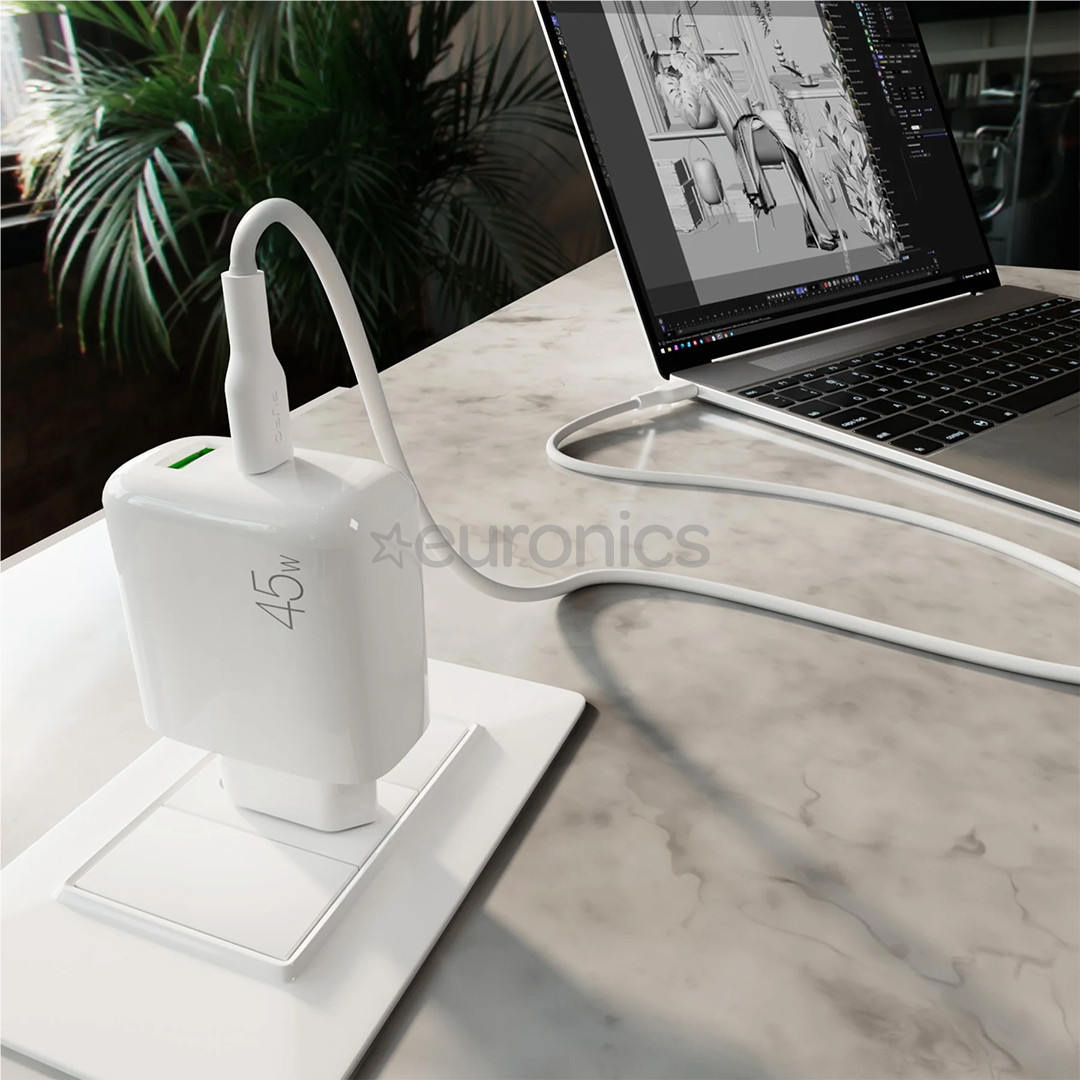 Puro Pro Lite Charger + USB-C cable, 45 W, valge - Laadija