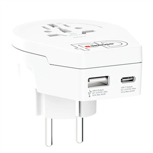 Skross World to Europe, USB-A, USB-C, white - Travel adapter