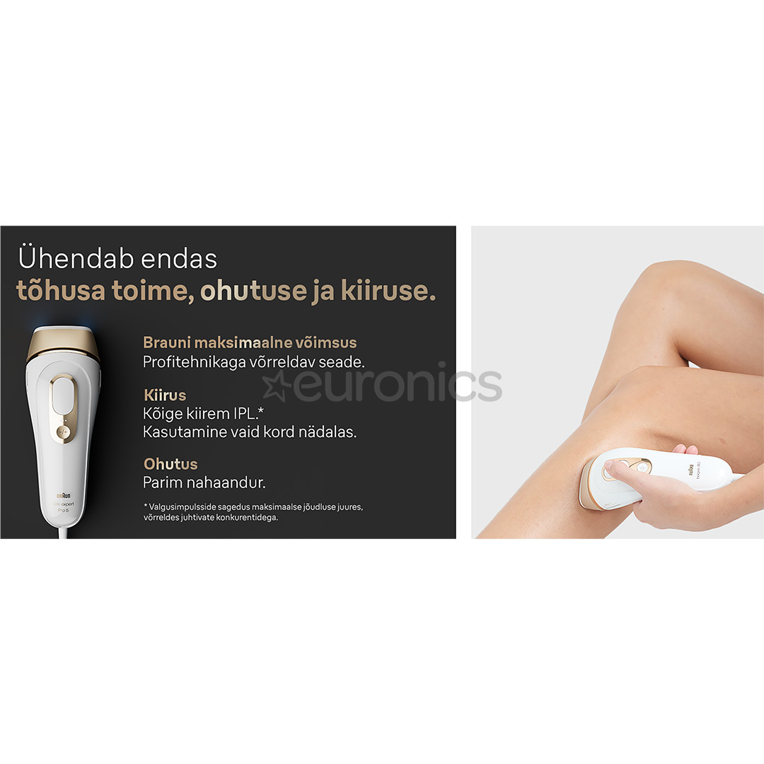Braun Silk-expert Pro 5, valge/kuldne - IPL Fotoepilaator