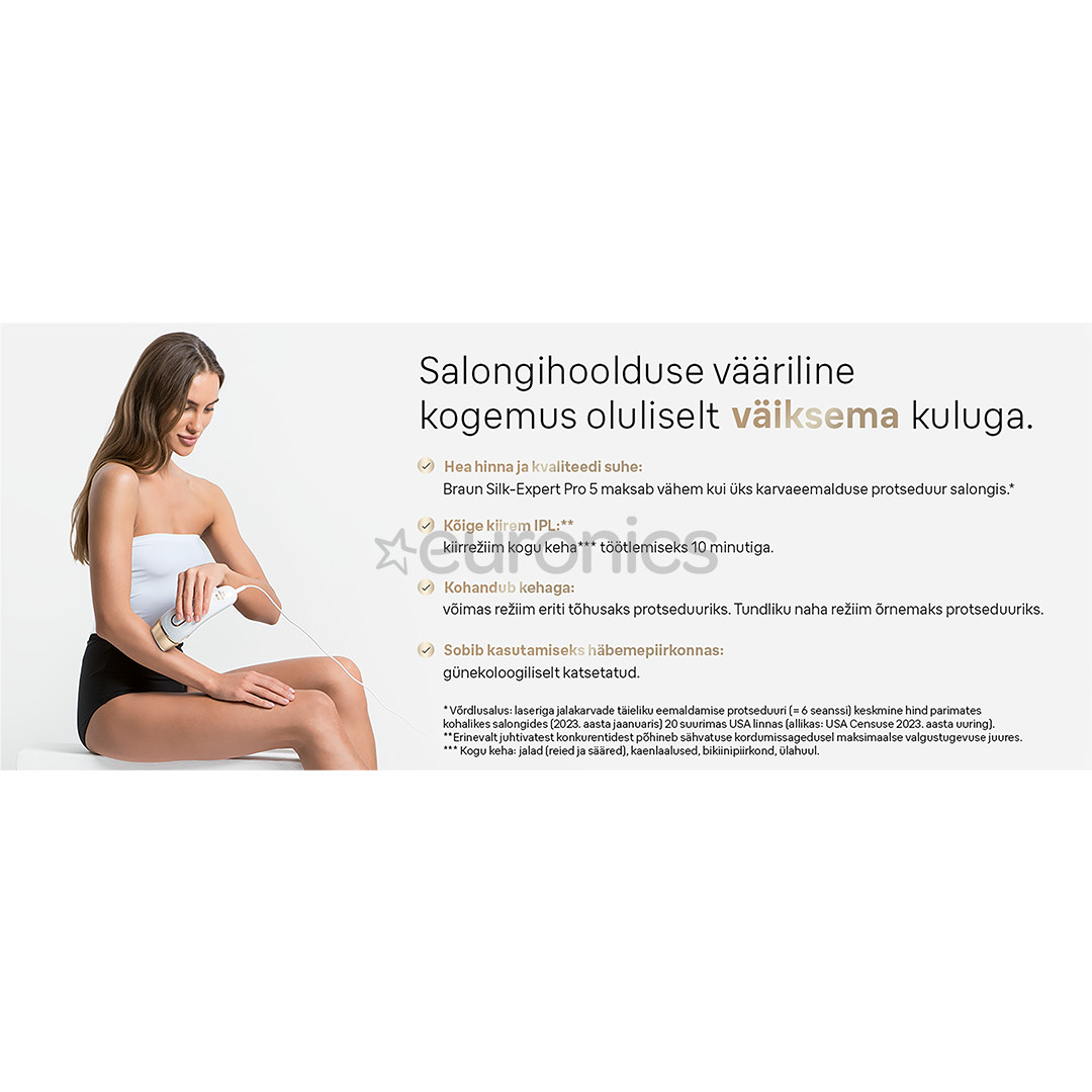 Braun Silk-expert Pro 5, valge/kuldne - IPL Fotoepilaator
