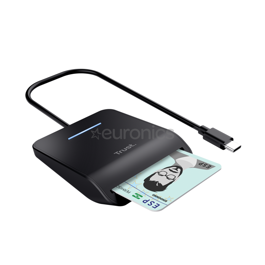 Trust Primo Smart Card Reader, USB-C, черный - Считыватель ID-карты