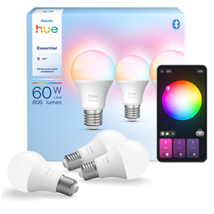 Philips Hue Essential A60, Full Color, E27, 3 tk, valge - Nutivalgusti