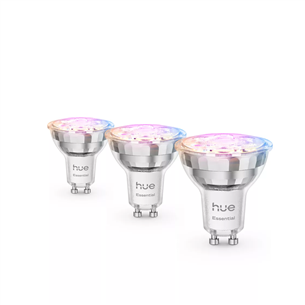 Philips Hue Essential Starter Kit, Spotlight + Hue Bridge, Full Color, GU10, 3 tk, valge - Nutivalgusti komplekt