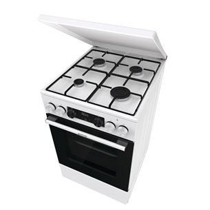 Gorenje, 62 л, ширина 50 см, белый - Газовая плита с электрической духовкой