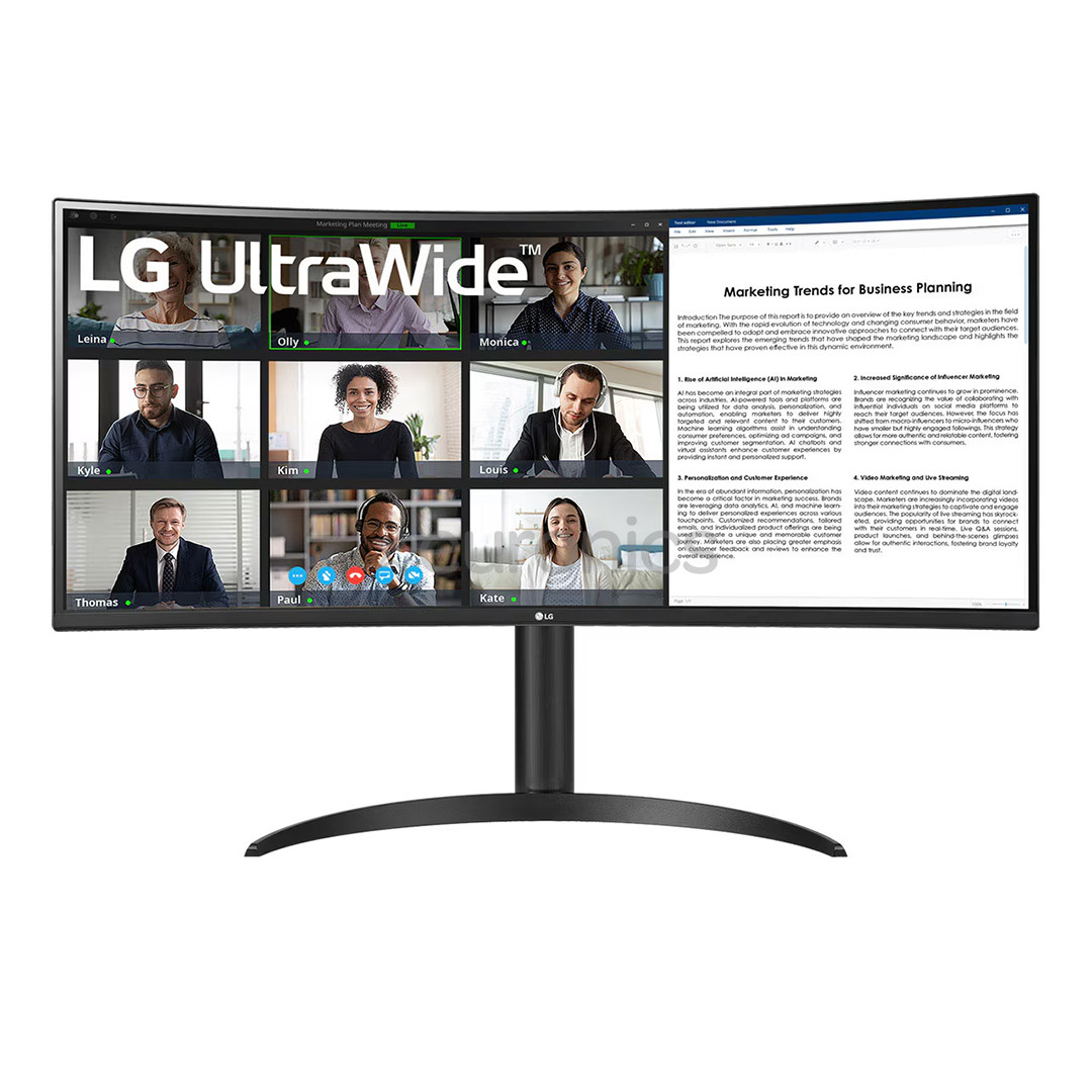 LG WR55QC UltraWide, 34'', QHD, LED VA, 100 Hz, USB-C, nõgus, must - Monitor