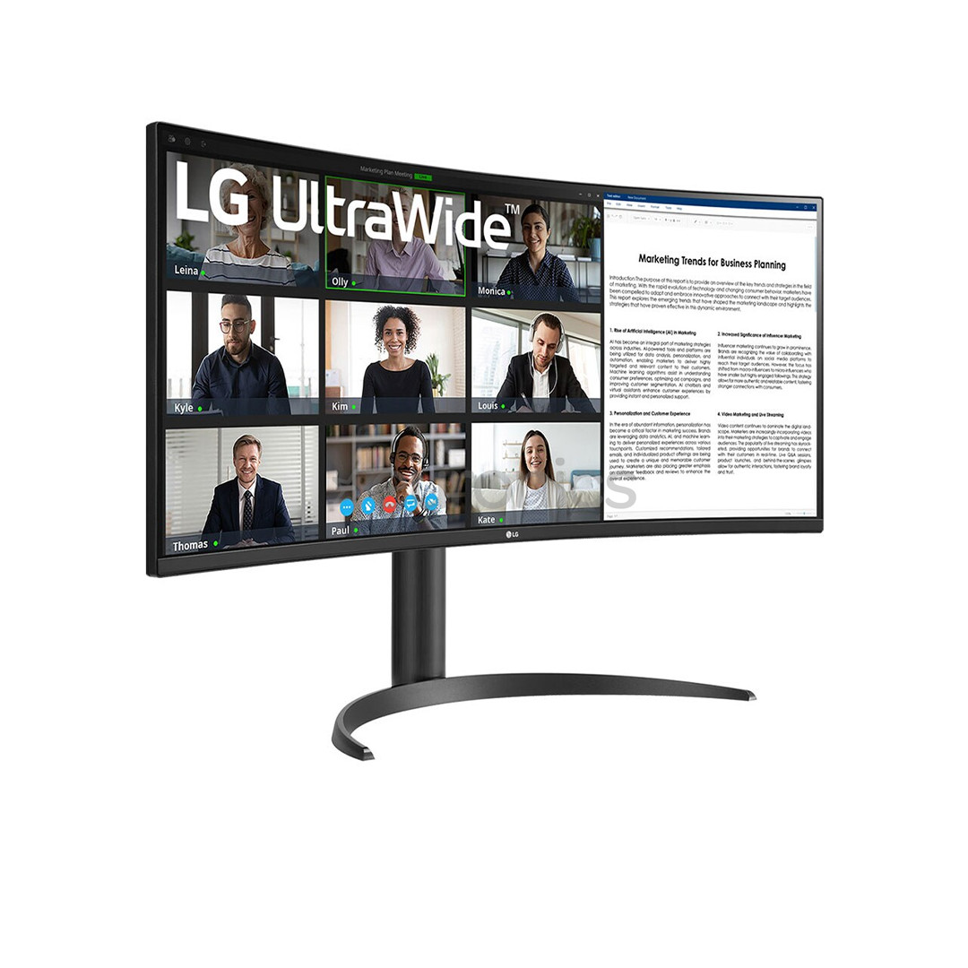LG WR55QC UltraWide, 34'', QHD, LED VA, 100 Hz, USB-C, nõgus, must - Monitor