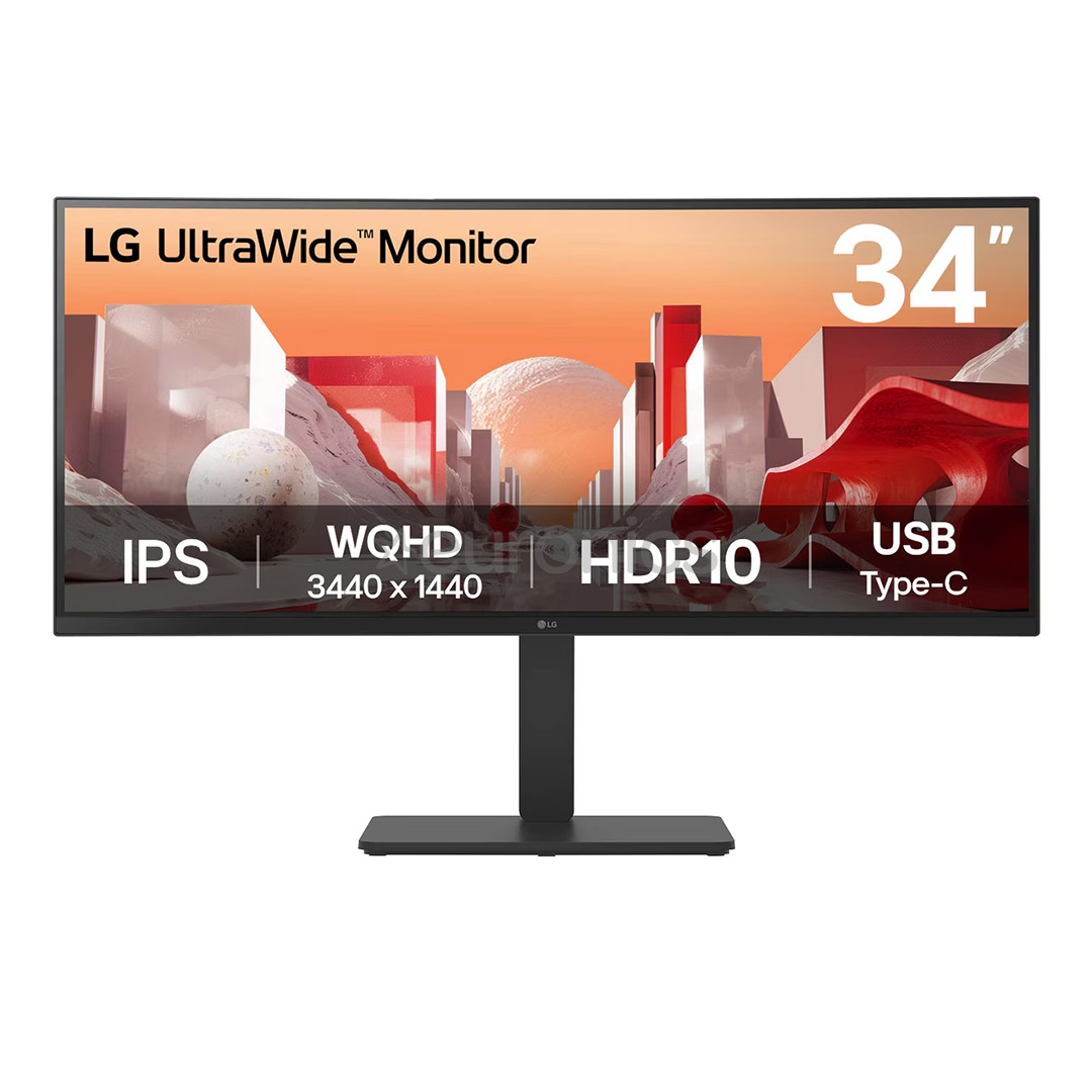 LG BA75QE UltraWide, 34'', WQHD, USB-C, nõgus, must - Monitor